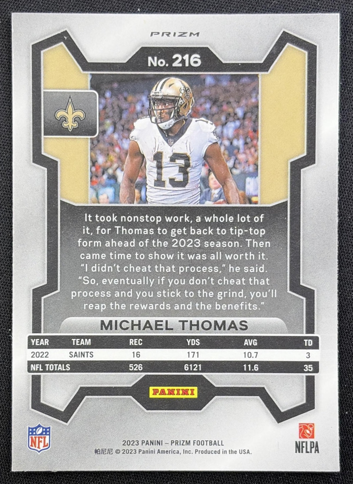 Michael Thomas 2023 Panini Prizm Green Wave Saints