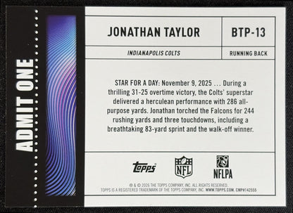 Jonathan Taylor 2026 Topps Big Ticket Players Colts back