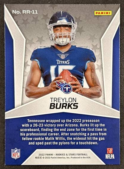 Treylon Burks 2022 Panini Rookies & Stars Rookie Rush Titans back sports trading card