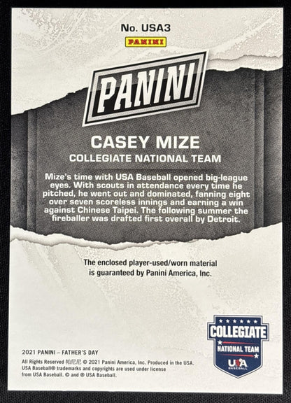 Casey Mize 2021 Panini Father's Day Cracked Ice Memorabilia /10 USA
