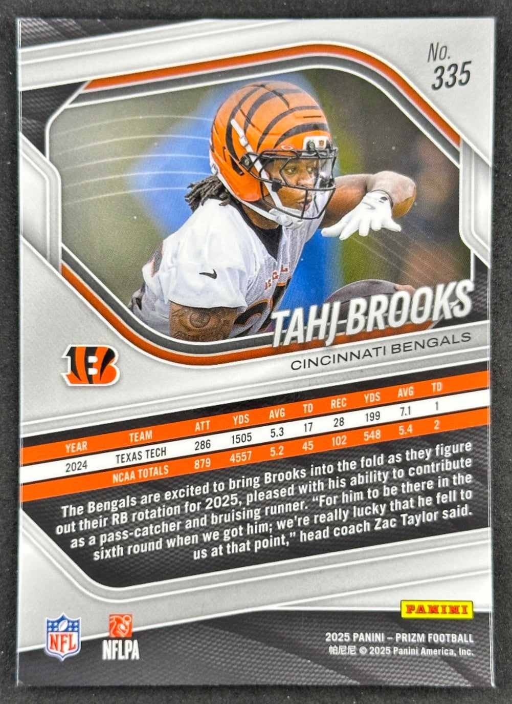 Tahj Brooks 2025 Prizm Bengals Football