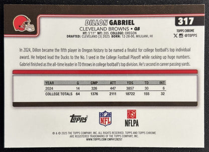 Dillon Gabriel 2025 Topps Chrome Rookie Browns