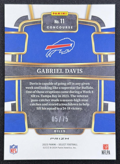 Gabriel Davis 2023 Panini Select Purple Prizms /75 Bills