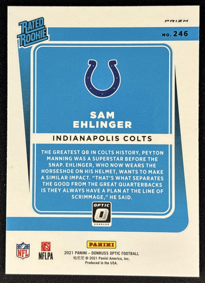 Sam Ehlinger 2021 Panini Donruss Optic Teal Velocity Colts