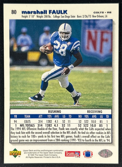 Marshall Faulk 1995 Collector's Choice Colts Sports Trading Card