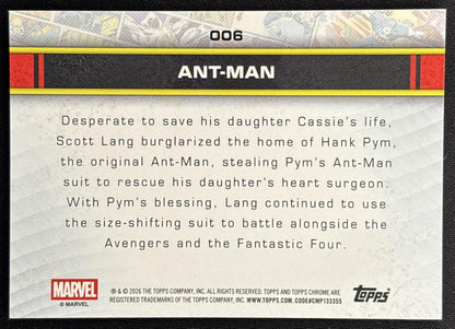 Ant-Man 2026 Topps Chrome Marvel Comics back
