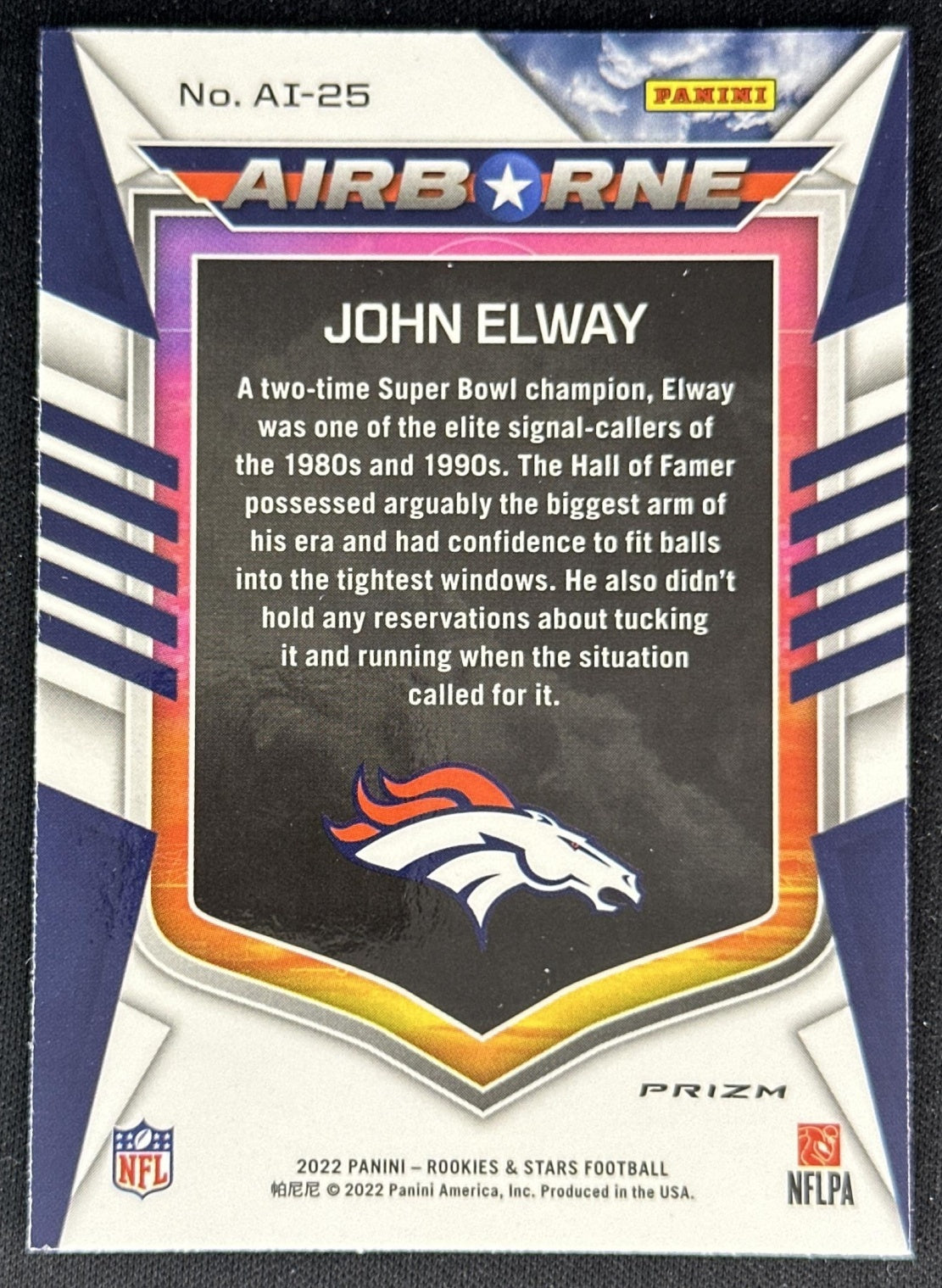 John Elway 2022 Panini Rookies & Stars Airborne Silver Broncos back