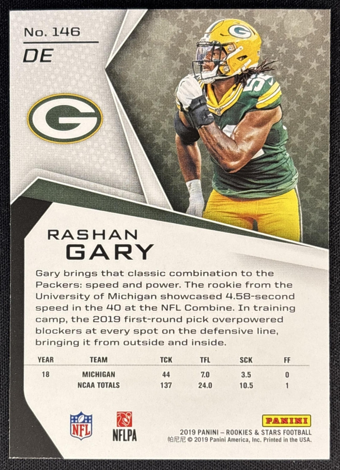 Rashan Gary 2019 Panini Rookies & Stars Packers back