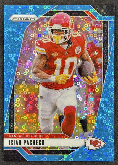 Isiah Pacheco 2024 Panini Prizm No Huddle Blue /99 Chiefs back