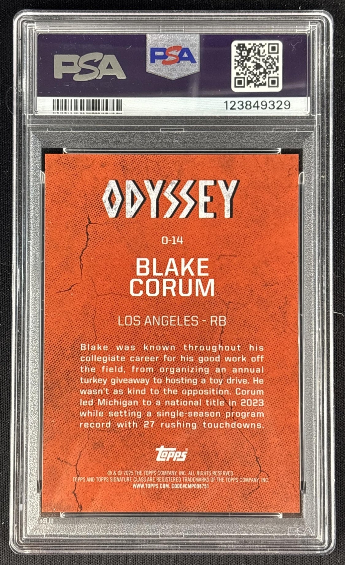 Blake Corum 2024 Topps Signature Class Odyssey PSA 9 Rams Sports Trading Cards