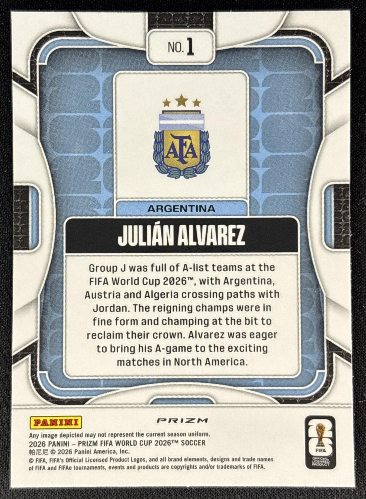 Julian Alvarez 2026 Panini Prizm World Cup Wave Argentina Soccer