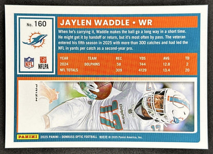 Jaylen Waddle 2025 Panini Donruss Optic Stars Prizm Dolphins Sports Trading Cards