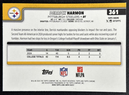 Derrick Harmon 2025 Topps Chrome Rookie X-Fractor Steelers