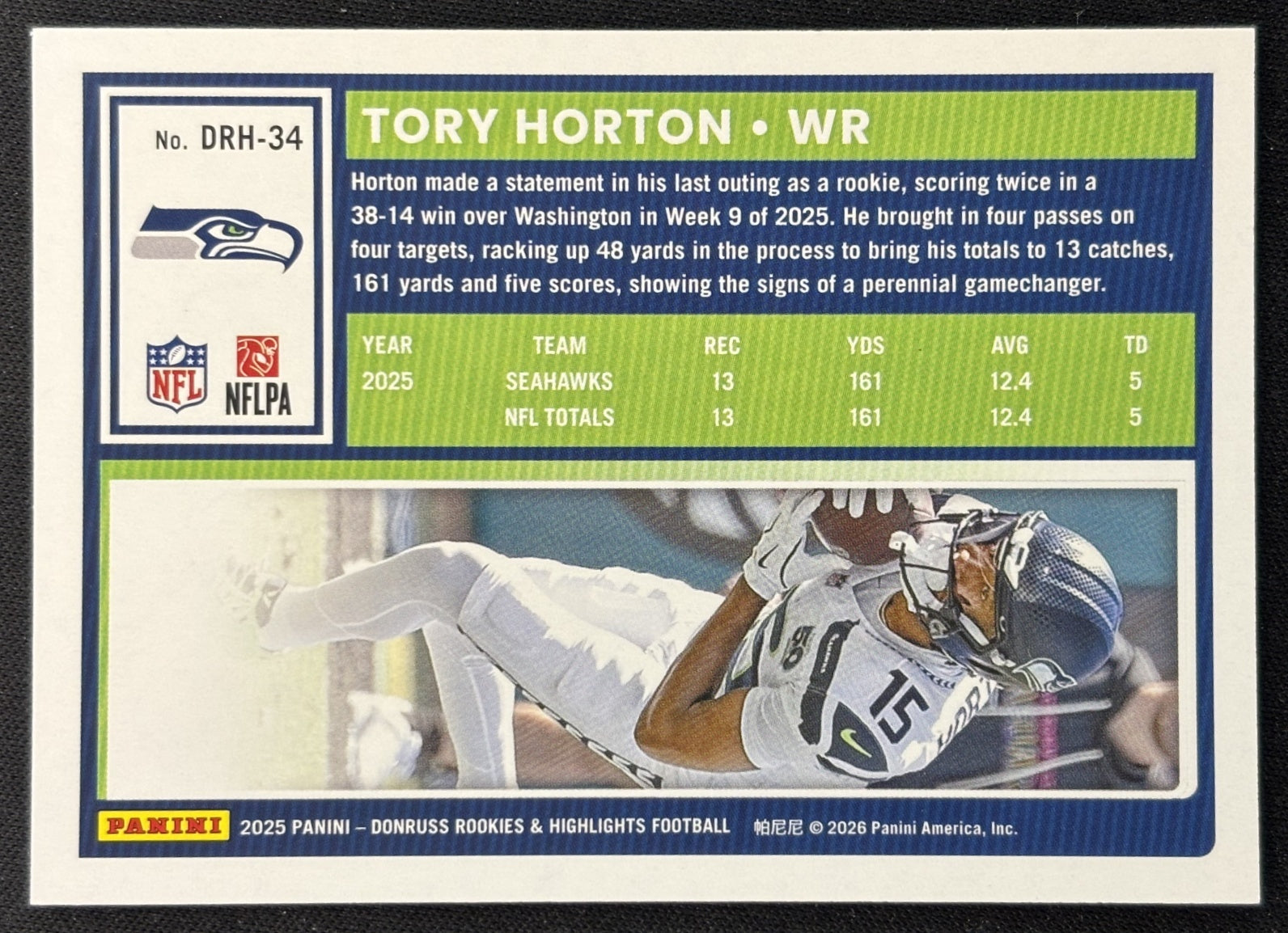 Tory Horton 2025 Panini Donruss Rookies & Highlights Seahawks Sports Trading Cards