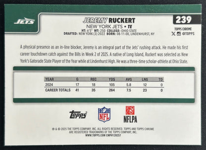 Jeremy Ruckert 2025 Topps Chrome Topps Logo Refractor Jets Sports Trading Cards
