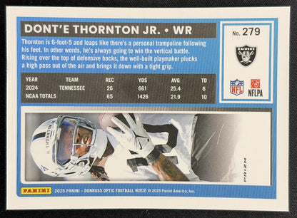 Dont'e Thornton Jr. 2025 Panini Donruss Optic Rated Rookie Stars Prizm Raiders