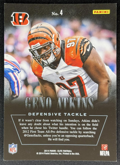 Geno Atkins 2014 Panini Elite Legends of the Fall Silver Bengals - Back