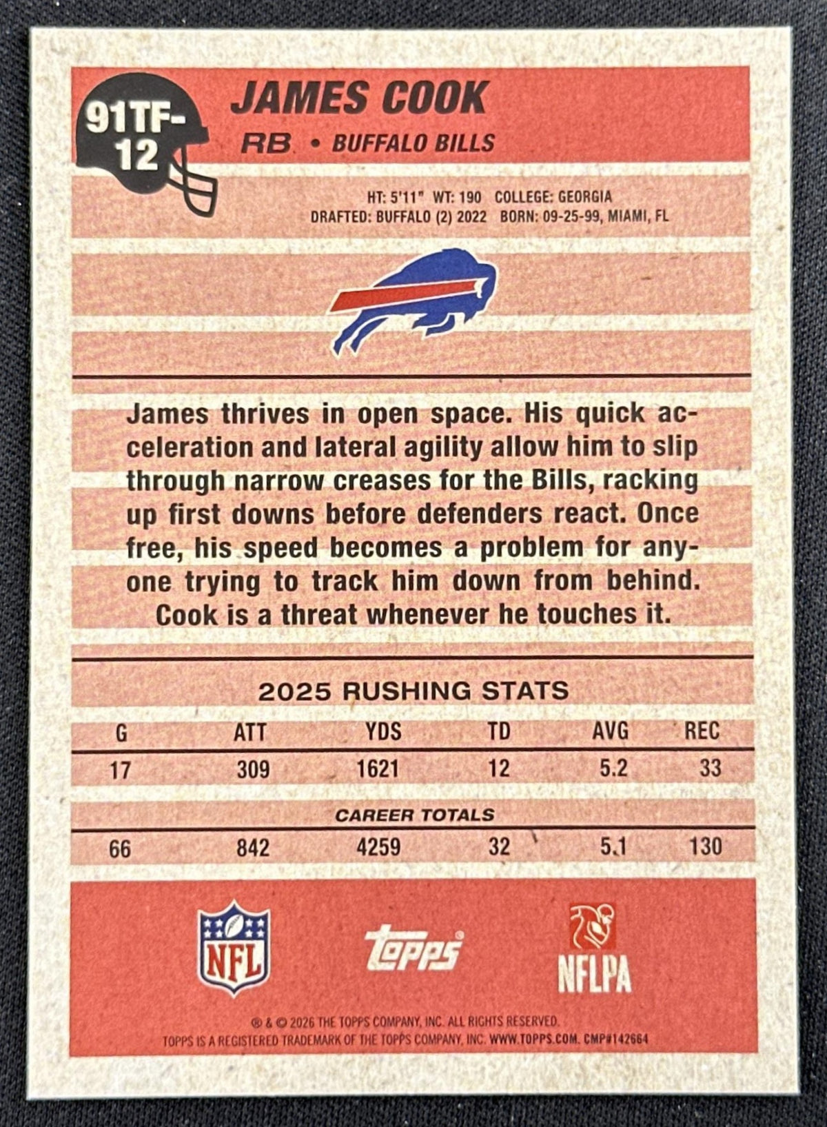 James Cook 2026 Topps Flagship 1991 Bills