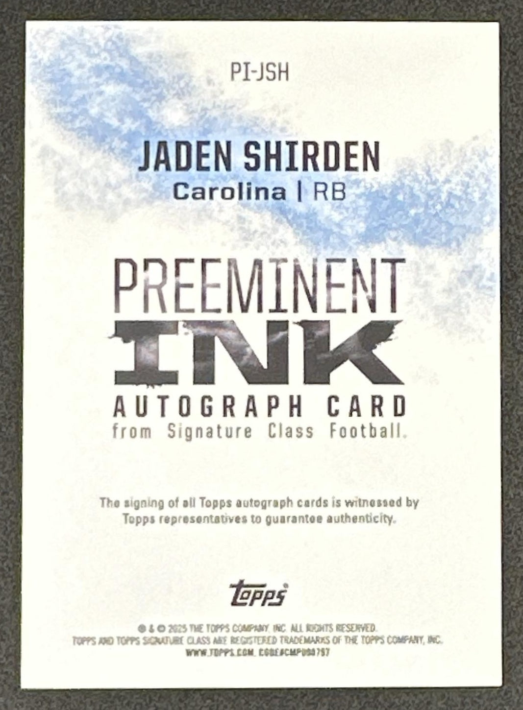 Jaden Shirden 2024 Topps Signature Class Preeminent Ink Auto Refractor Panthers