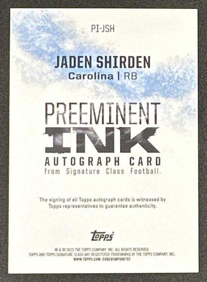 Jaden Shirden 2024 Topps Signature Class Preeminent Ink Auto Refractor Panthers