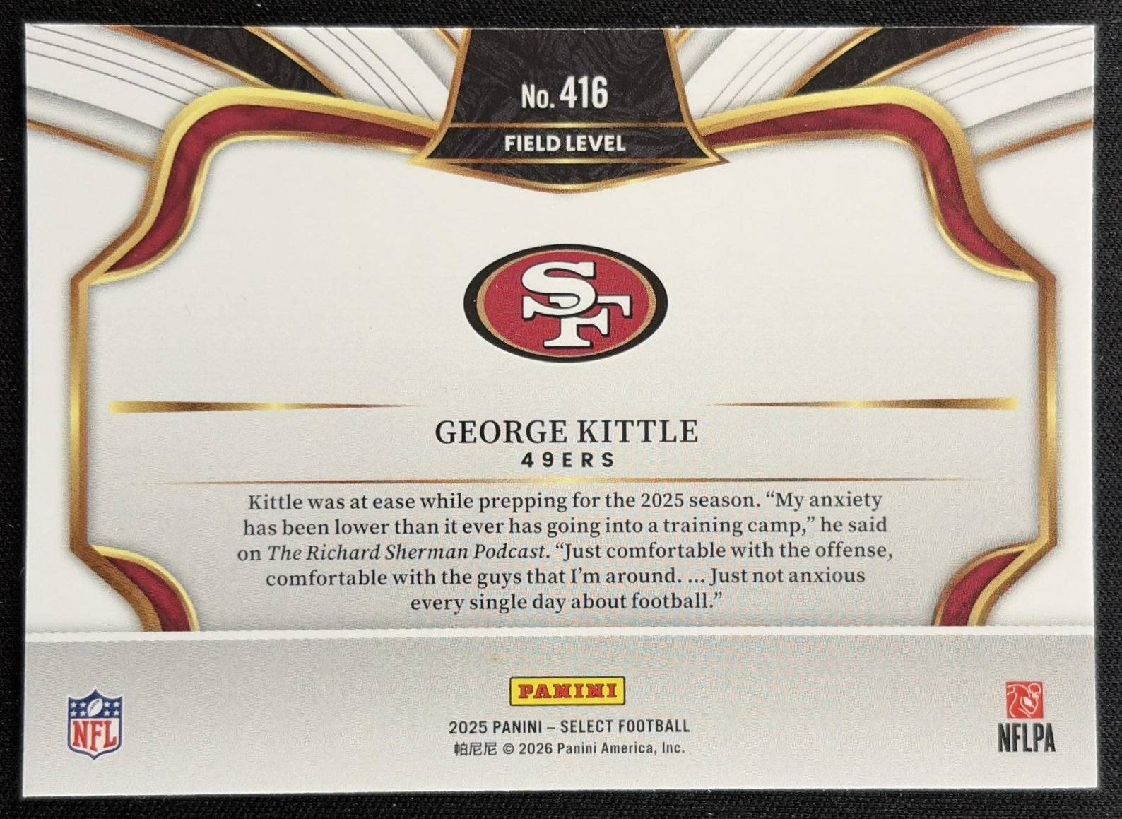 George Kittle 2025 Panini Select Field Level 49ers