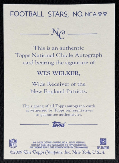 Wes Welker 2009 Topps National Chicle Auto Patriots Sports Trading Cards