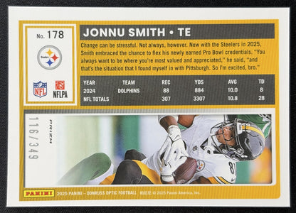 Jonnu Smith 2025 Panini Donruss Optic Aqua Prizm /349 Steelers Sports Trading Cards