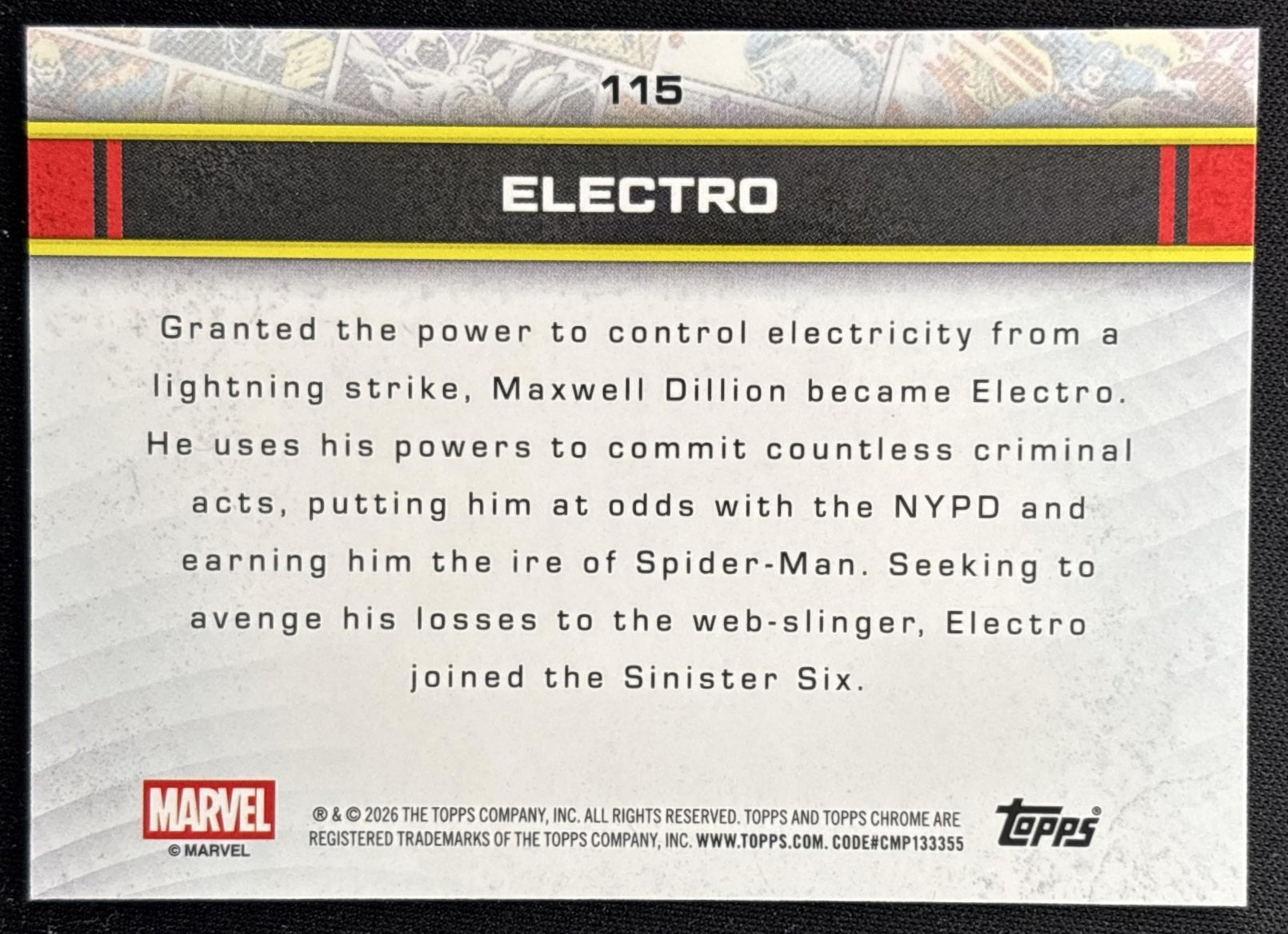Electro 2026 Topps Chrome Marvel Comics