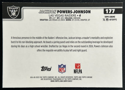 Jackson Powers-Johnson 2025 Topps Chrome Raiders Sports Trading Cards