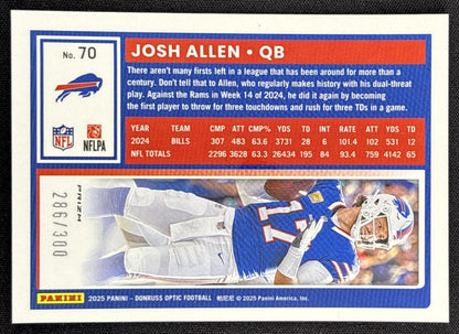 Josh Allen 2025 Panini Donruss Optic Wave Prizm /300 Bills - back