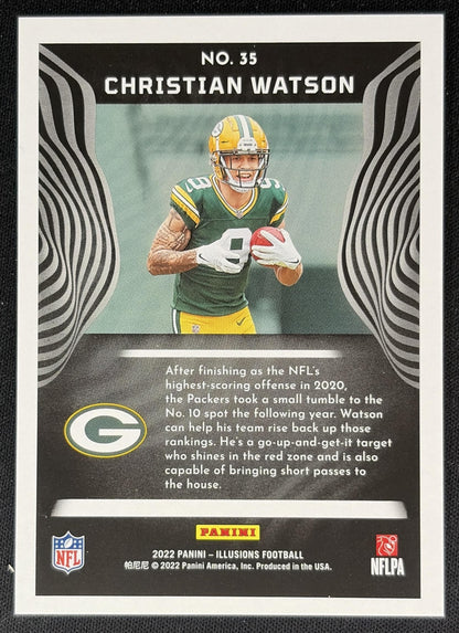 Christian Watson 2022 Panini Illusions Trophy Collection Teal /175 Packers
