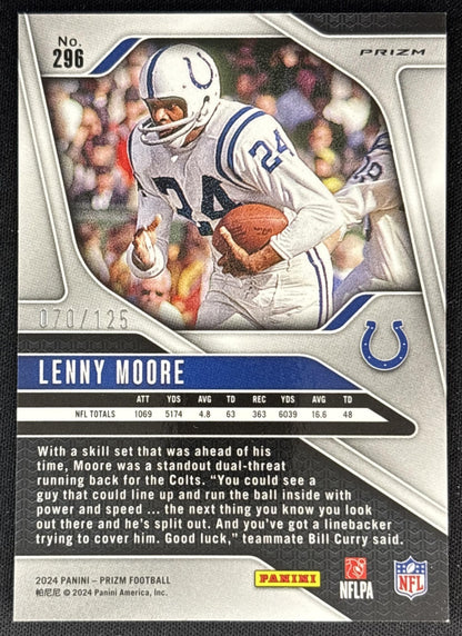 Lenny Moore 2024 Panini Prizm Purple /125 Back