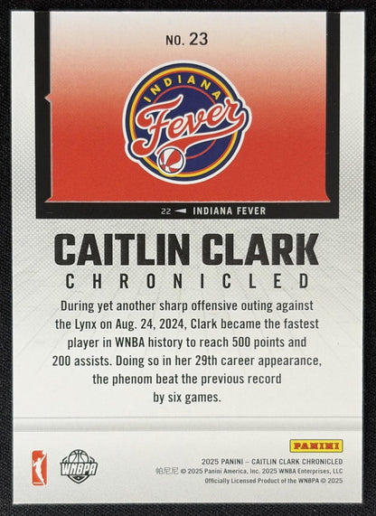 Caitlin Clark 2025 Panini Chronicled WNBA Holo Fever 23