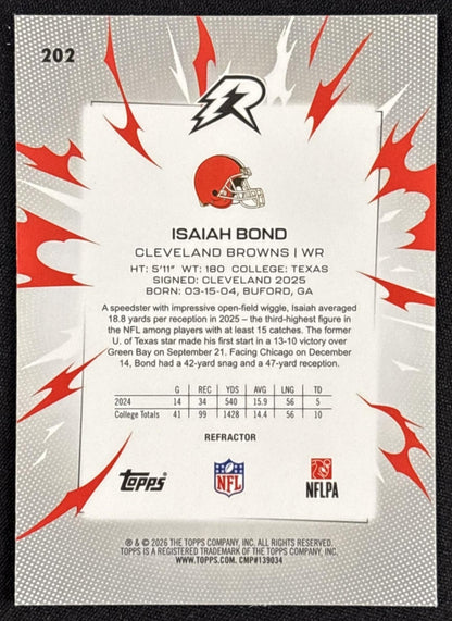 Isaiah Bond 2025 Topps Resurgence Refractor Browns