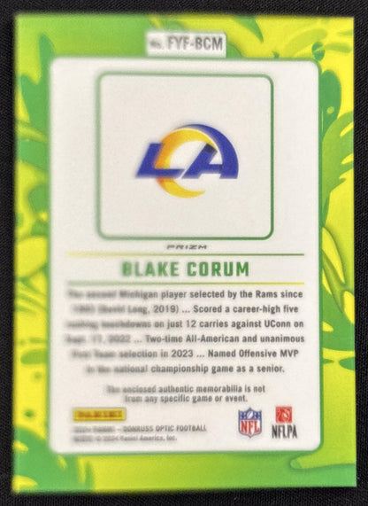 Blake Corum 2024 Panini Donruss Optic First Year Fresh Blue Hyper Rams
