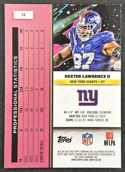Dexter Lawrence II 2025 Topps Cosmic Chrome Giants back