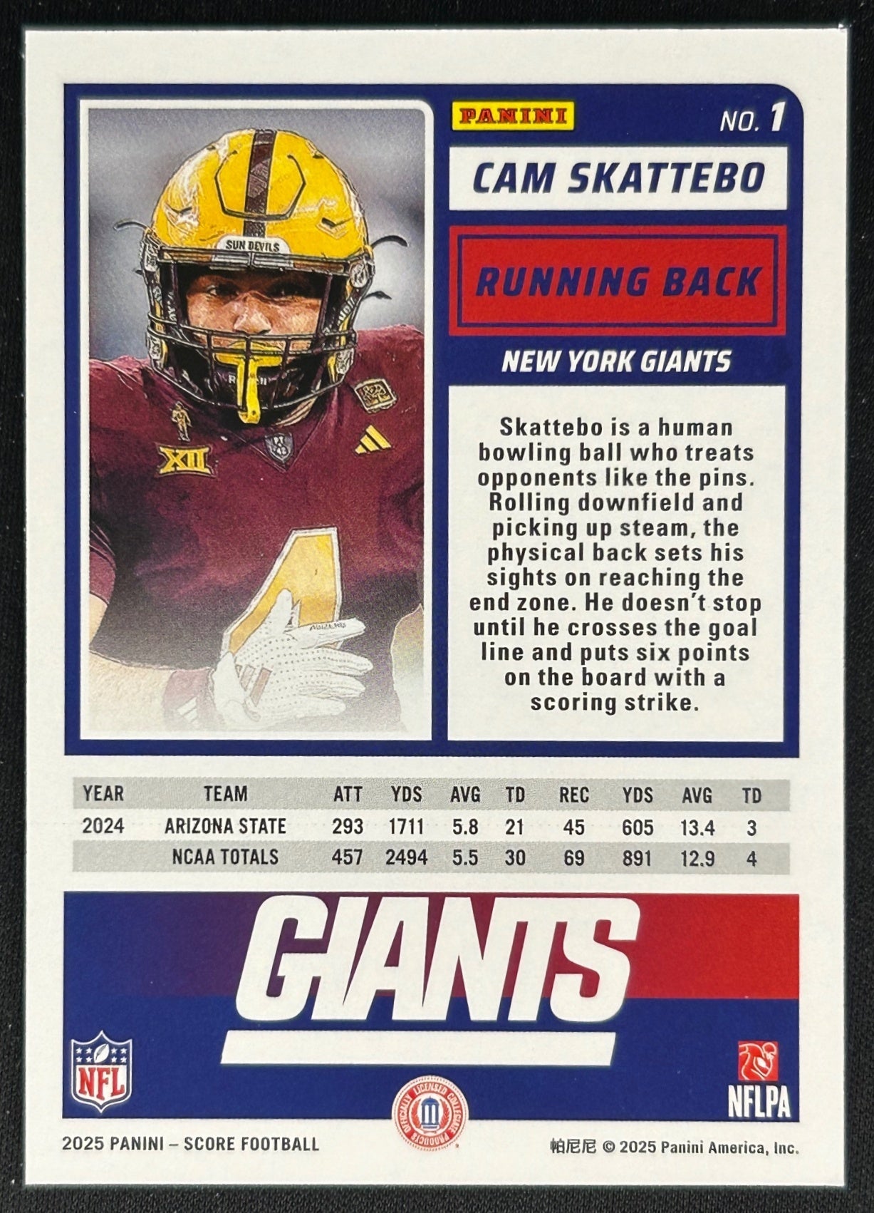 Cam Skattebo 2025 Score Rookies Giants Sports Trading Cards