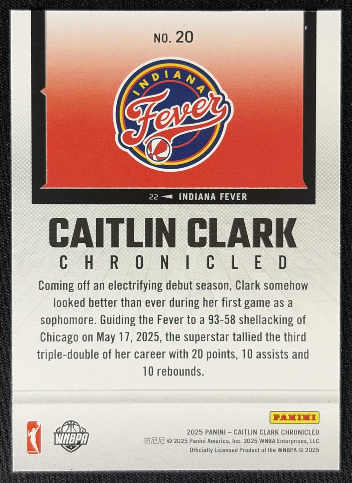 Caitlin Clark 2025 Panini Chronicled WNBA Red Cracked Ice Fever 20