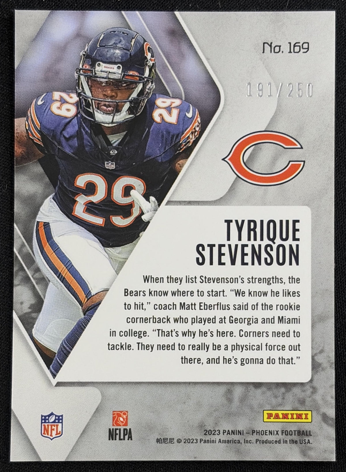 Tyrique Stevenson 2023 Panini Phoenix Red /250 Bears - Back
