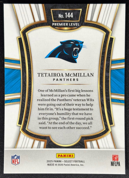Tetairoa McMillan 2025 Select Premier Level Panthers Sports Trading Card