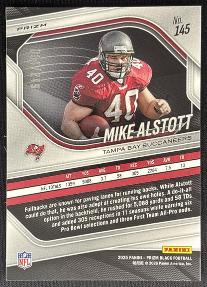 Mike Alstott 2025 Panini Prizm Black Skewed /249 Buccaneers Sports Trading Cards