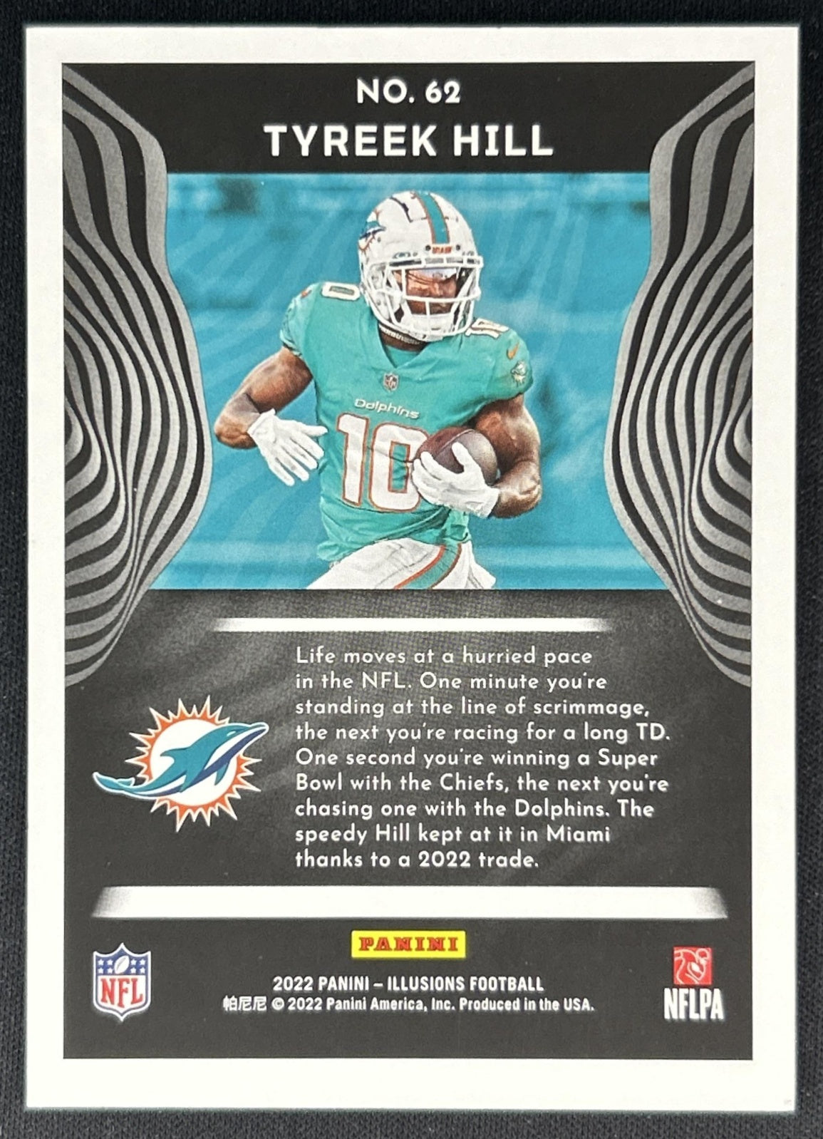 Tyreek Hill 2022 Panini Illusions Trophy Collection Bronze /499 Dolphins back