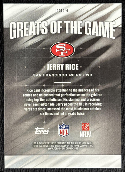 Jerry Rice 2026 Topps Greats Of The Game 49ers