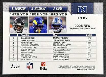 Bijan Robinson Kyren Williams Jahmyr Gibbs 2026 Topps Flagship Sports Trading Cards