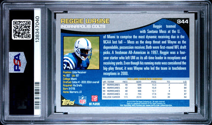Reggie Wayne 2010 Topps Anniversary Reprints PSA 10 Colts back