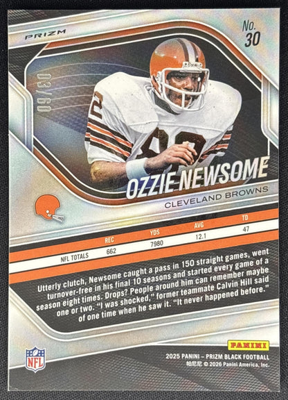 Ozzie Newsome 2025 Panini Prizm Black Orange Wave /60 Browns Sports Trading Cards