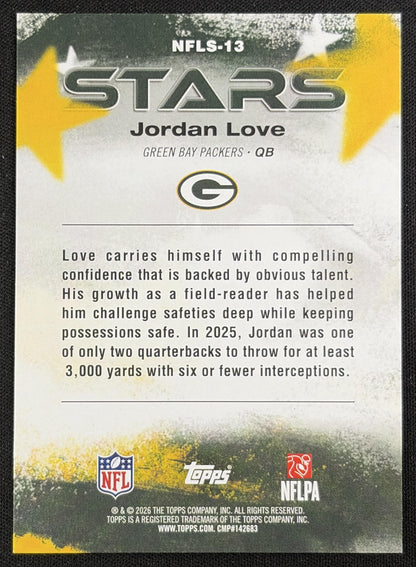 Jordan Love 2026 Topps NFL Stars Packers