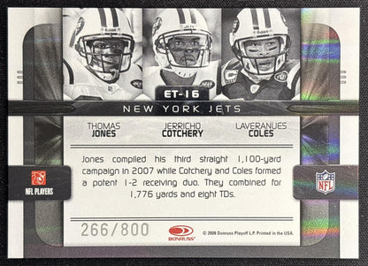 Thomas Jones Jerricho Cotchery Laveranues Coles 2008 Elite Teams Black /800 Jets back