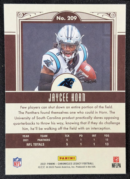 Jaycee Horn 2021 Panini Chronicles Legacy Update Rookies Panthers