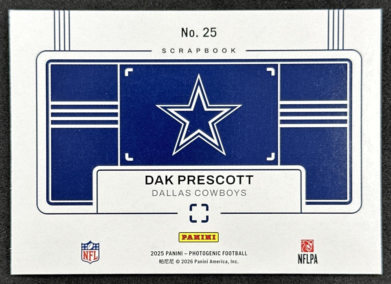 Dak Prescott 2025 Panini PhotoGenic Scrapbook Cowboys Sports Trading Cards
